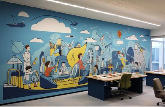 千阳办公室墙绘的特点。